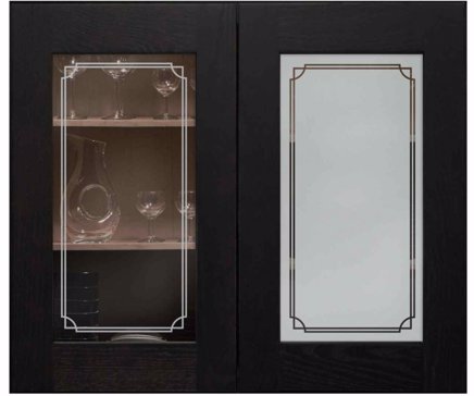 Cabinet Glass with a Frosted Glass Concave Overlap Border Borders Design for Semi-Private by Sans Soucie Art Glass