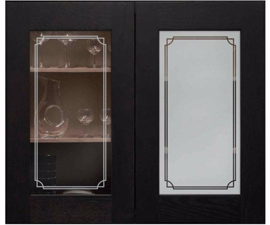 Cabinet Glass with a Frosted Glass Concave Overlap Border Borders Design for Semi-Private by Sans Soucie Art Glass