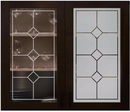 Cabinet Glass with a Frosted Glass Beeston Traditional Design for Semi-Private by Sans Soucie Art Glass