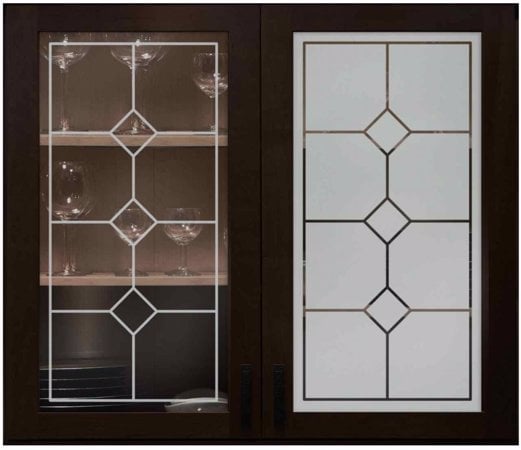 Cabinet Glass with a Frosted Glass Beeston Traditional Design for Semi-Private by Sans Soucie Art Glass