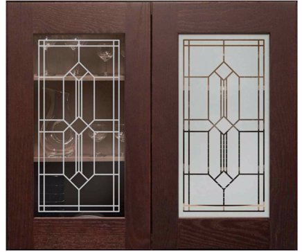 Art Glass Cabinet Glass Featuring Sandblast Frosted Glass by Sans Soucie for Semi-Private with Traditional Brodsworth Design