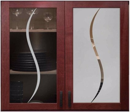 Cabinet Glass with Frosted Glass Geometric Curves Design by Sans Soucie