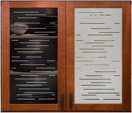 Cabinet Glass with Frosted Glass Geometric Finer Lines Design by Sans Soucie