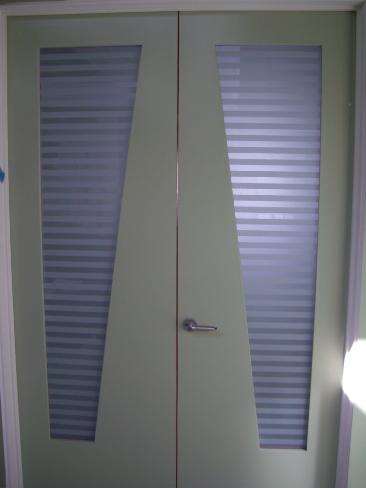 Front doors with privacy glass horizontal stripes and frosted glass