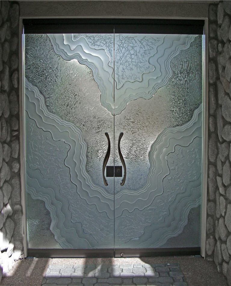 Stunning frameless glass entry doors