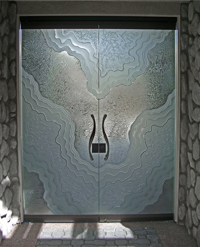 All glass hinged doors