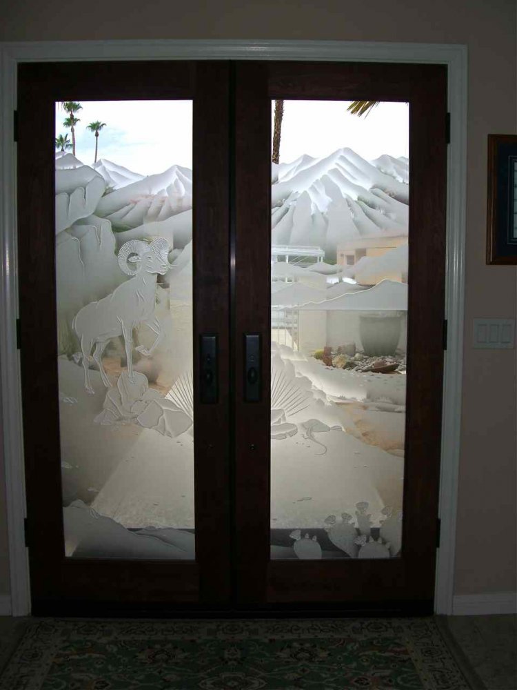 etched glass frosted geometric Arcs II Door Private