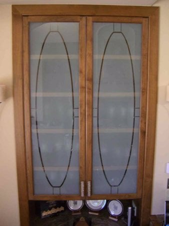 Cabinet Glass with sandblast Frosted Glass Design Art Glass Featuring Sandblast Etched Glass by Sans Soucie