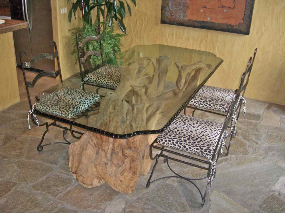 Featured custom glass table top Chipped Mitred Polished Edge Concave.
