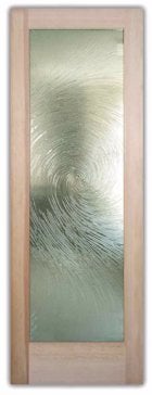 Interior Prehung Door or Interior Slab Door with a Frosted Glass Cast Swirls II - Cast Glass CGI Oceanwave Interior Oceanic Design for Semi-Private by Sans Soucie Art Glass