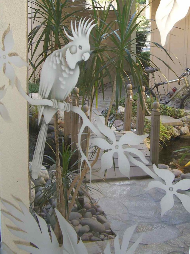 exterior glass doors etched sleek arcs Private exterior glass doors etched sleek arcs