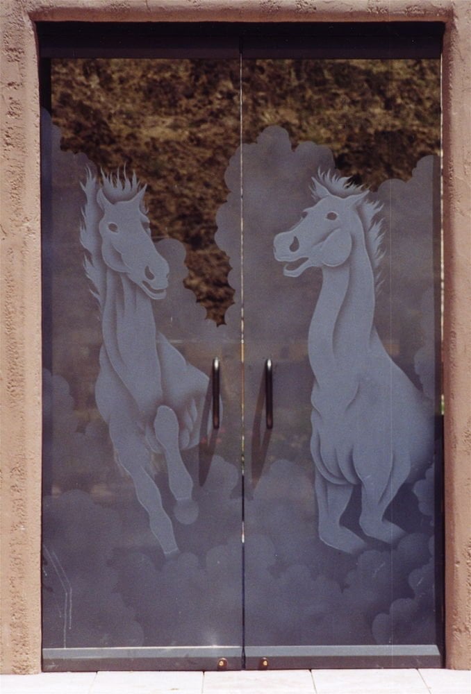 glass entry doors etched waves 3D Color glass entry doors etched waves