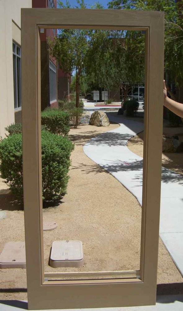 Full-lite front door frame showing sturdy construction before adding glass