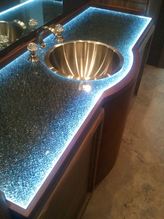 Edge Lit Glass featuring Frosted Glass Design Etched Glass by Sans Soucie Art Glass with Custom Shattered Glass Design Shattered Glass Grey Mirror Edge Lit
