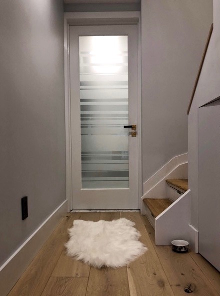 Bathroom door with frosted glass