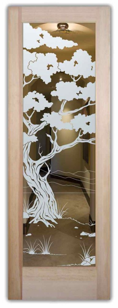 Big Horn Sheep Bronze Etched Glass Shower Door