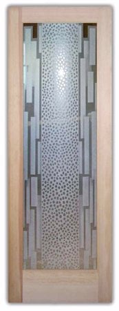 Interior Door with Frosted Glass Wildlife Cheetah Bars Design by Sans Soucie