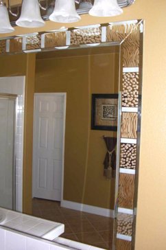 Handmade Sandblasted Frosted Glass Decorative Mirror for Private Featuring a Borders Design Cheetah Zebra Border by Sans Soucie