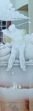 Door Glass Insert with Frosted Glass Desert Desert Golfer Design by Sans Soucie