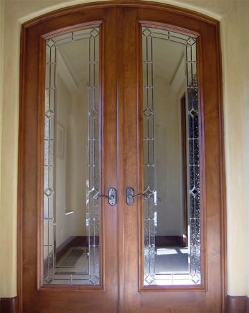 Door Glass Insert with a Frosted Glass Seedy Diamonds Bordered Borders Design for Not Private by Sans Soucie Art Glass