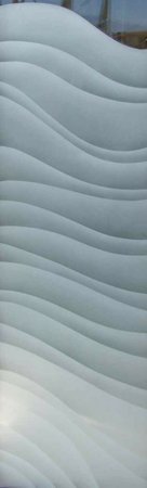 Interior Glass Insert showcasing a Frosted Glass Abstract Design with Sandblast Etched Glass Art by Sans Soucie Dreamy Waves Design