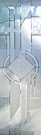 Door Glass Insert featuring a Frosted Glass Traditional Design Sandblast Etched Glass Matrix Chardonnay Design by Sans Soucie