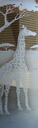 Door Glass Insert with Frosted Glass African Giraffe Design by Sans Soucie