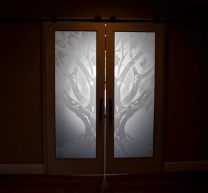 Front Glass Doors Etched Glass Tree oak tree rustic Sans Soucie