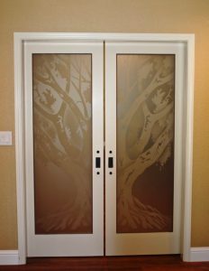 Interior Glass Doors Etched Glass Tree oak tree western Sans Soucie