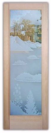 Interior Door with a Frosted Glass Geese over the Lake Landscapes Design for Semi-Private by Sans Soucie Art Glass
