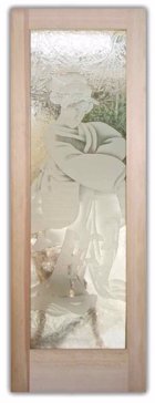 Art Glass Interior Door Featuring Sandblast Frosted Glass by Sans Soucie for Semi-Private with Asian Geisha Design
