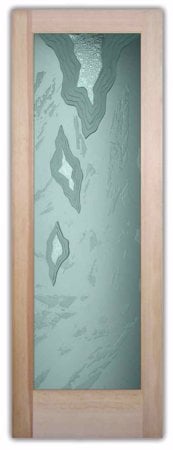 Front Door showcasing a Frosted Glass Abstract Design with Sandblast Etched Glass Art by Sans Soucie Glacier Design