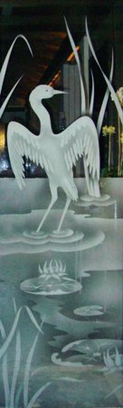 Interior Glass Insert with sandblast Frosted Glass Design Art Glass Featuring Sandblast Etched Glass by Sans Soucie