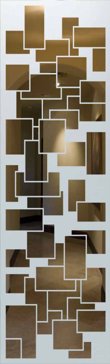Semi-Private Interior Insert with Sandblast Etched Glass Art by Sans Soucie Featuring Cubes Geometric Design