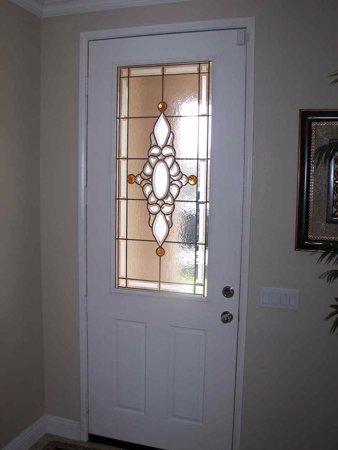 Door Glass Insert with Frosted Glass Traditional Golden Bevels II Design by Sans Soucie