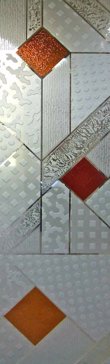 Handcrafted Etched Glass Entry Insert by Sans Soucie Art Glass with Custom Abstract Design Called Matrix Creating Semi-Private