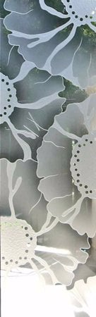 Door Glass Insert with a Frosted Glass OKeefe Floral Design for Semi-Private by Sans Soucie Art Glass