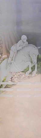 Door Glass Insert featuring a Frosted Glass Traditional Design Sandblast Etched Glass Triple Jump Design by Sans Soucie