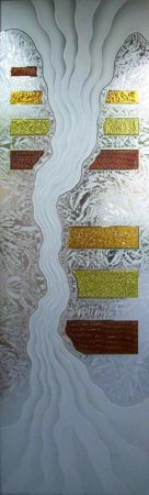 Door Glass Insert with a sandblast Frosted Glass Abstract Design Custom-Designed Decorative Etched Glass
