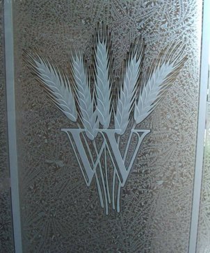 Entry Insert with Frosted Glass Country Farmhouse Wheat Monogram (similar look) Design by Sans Soucie