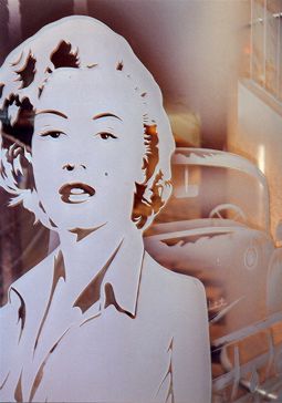 Window with Frosted Glass Portraitures Marilyn Design by Sans Soucie