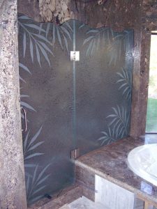 glass shower ferns etched doors tropical panels frameless sanssoucie enclosure