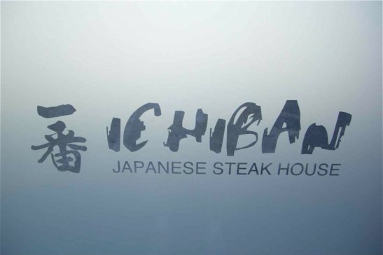 Art Glass Interior Insert Featuring Sandblast Frosted Glass by Sans Soucie for Semi-Private with Logos Ichiban Steakhouse (similar look) Design