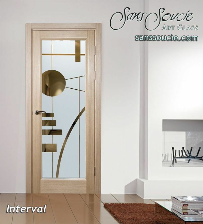 Interval Semi-Private 1D Negative Frosted Glass Pantry Door Geometric  Modern Design Interior Door Sans Soucie