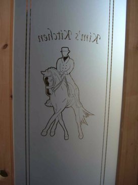 Interior Door with Frosted Glass Western Dressage Rider Design by Sans Soucie