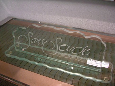 Placque with a Frosted Glass Sans Soucie (similar look) Logos Design for Not Private by Sans Soucie Art Glass