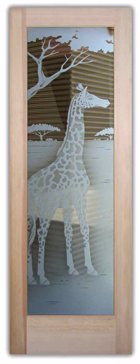 Front Door with Frosted Glass African Giraffe Design by Sans Soucie