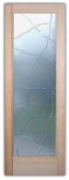 Handcrafted Etched Glass Interior Door by Sans Soucie Art Glass with Custom Geometric Design Called Linean Creating Semi-Private