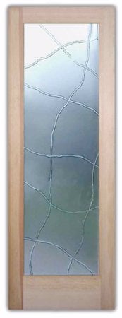 Interior Door featuring Frosted Glass Design Etched Glass by Sans Soucie Art Glass with Custom Geometric Design Linean
