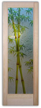 Interior Door with Frosted Glass Asian Bamboo Shoots Design by Sans Soucie